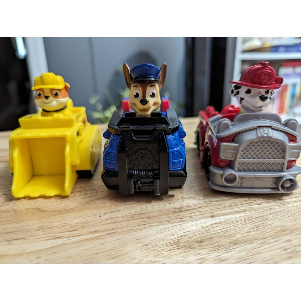 Paw Patrol Lot 3 Mini push racers 3 inch Rubble Chase & Digger plastic toys